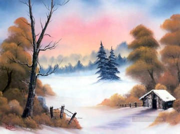 初雪後の紅葉BR風景 Oil Paintings